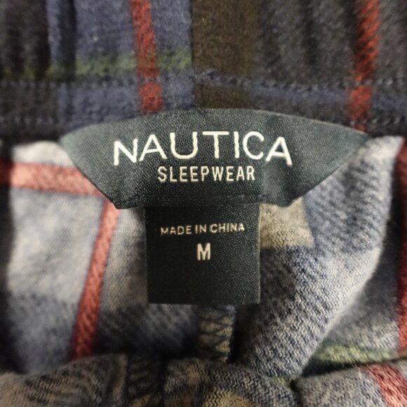 Nautica Plaid Fleece Pajama Pants Men’s Medium Blue Red Sleepwear - Picture 3 of 10